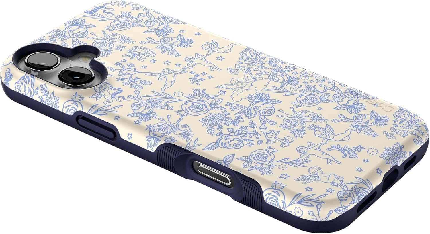 Casely iPhone 16 Case | Cupid's Canvas | Periwinkle Floral | Bold Protective Design | Compatible with MagSafe
