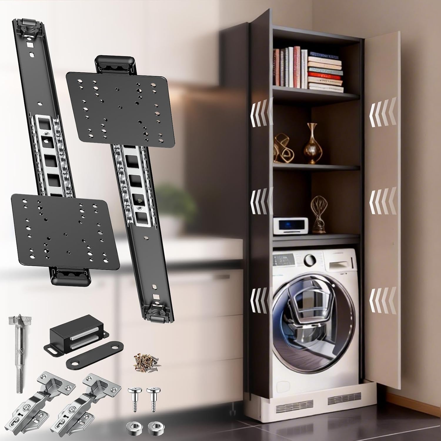 Drawer Slides,Pocket Door Slide, Pivot Door Slide Hardware Inset,Cabinet Pocket Door Slide，Cabinet Pocket Door Hardware Kit Fit for Inset Door, Cabinet Door (2, 12inch)