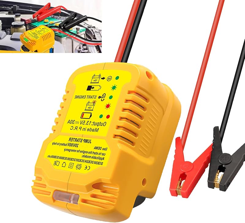Adaptador Auxiliar de Partida para Baterias DeWalt 20 V/60 V com Cabos e Garras para Bateria Automotiva JJXNDO DEW-JUMP