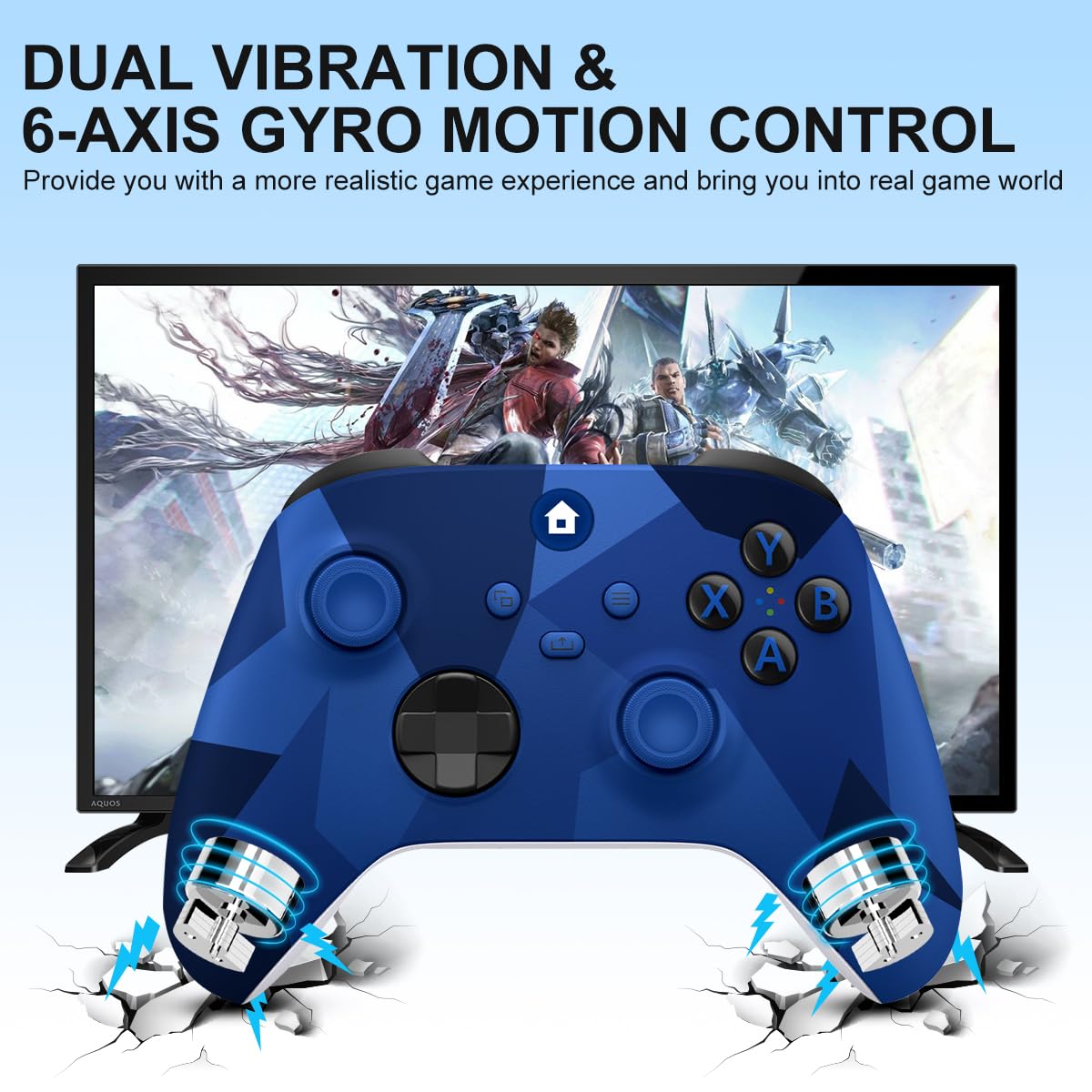 SWCTIM Xbox Controller Wireless für Xbox One, Xbox Series X/S, 3.5mm Kopfhörerbuchse, 2.4GHz Wireless Adapter, Camo Blau