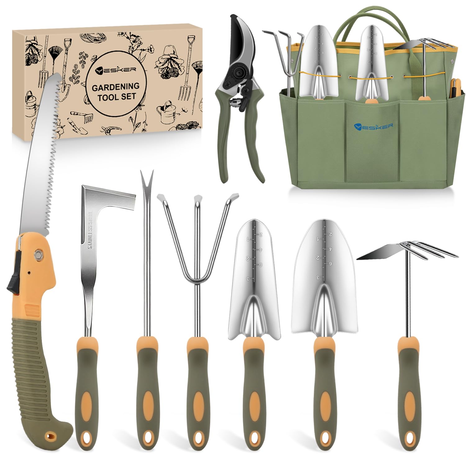 Yesker 9-Piece Garden Tool Set - Durable & Ergonomic -1