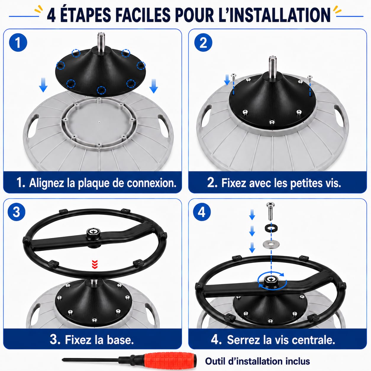 TopHomer Chaise d'équilibre rotative pour enfants – Siège pivotant 360° autisme TDAH, soulagement mal des transports, poignées sécurité base stable