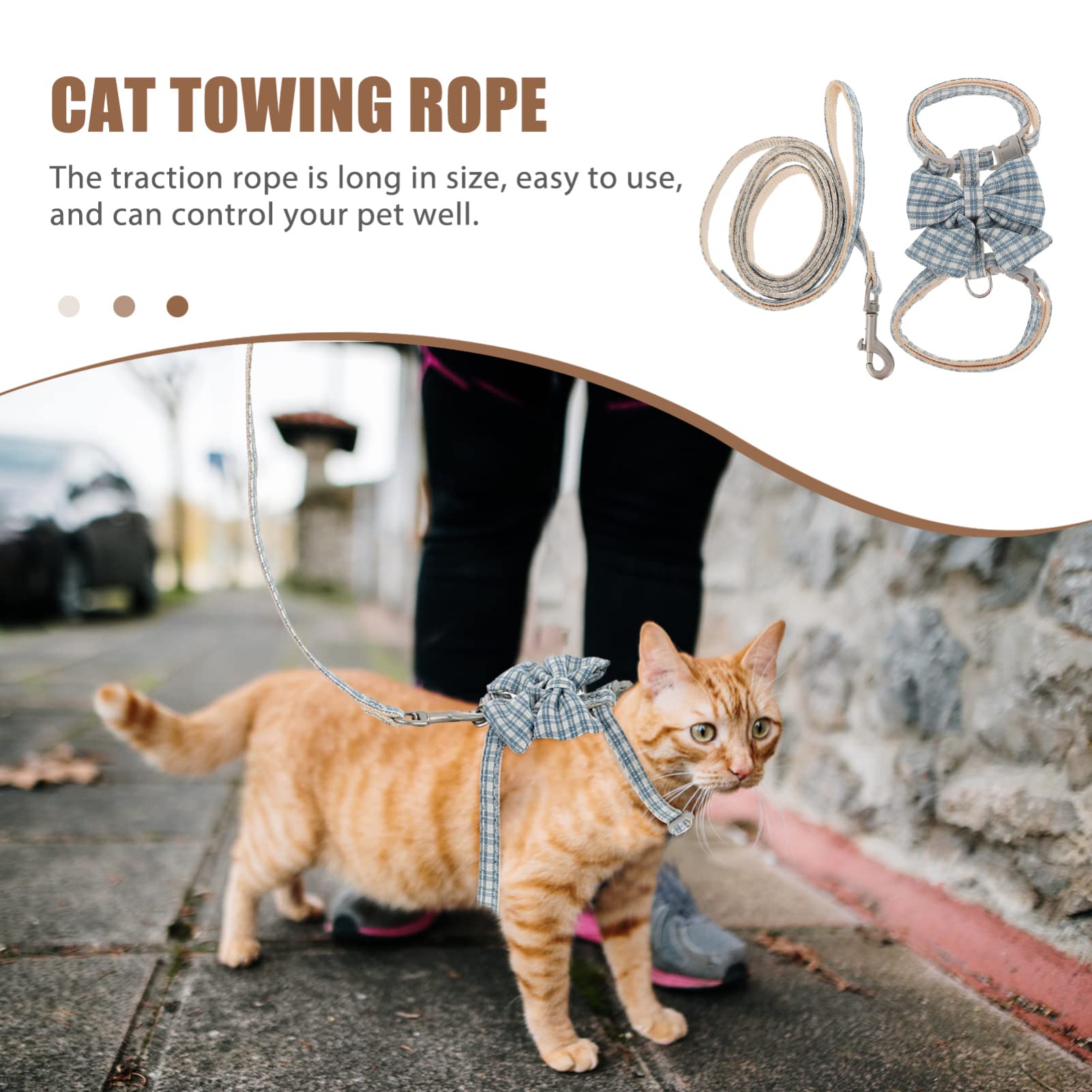 POPETPOP 4sets Pettorina Regolabile Per Gatti Con Guinzaglio Di Traction Leash Per Cani e Gattini Design Comfortevole e Stile Alla Moda Per Passeggiate Sicure