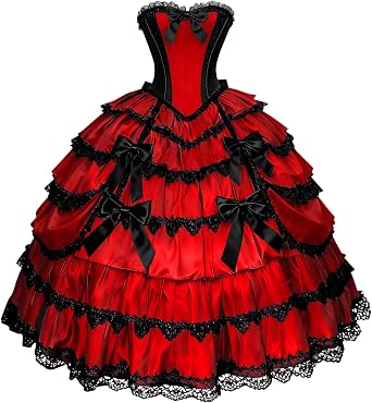 Mauuwy Gothic Tiered Quinceanera Dresses with Bow Puffy Beaded 15 Dresses Vintage Victorians Wedding Dresses for Bride