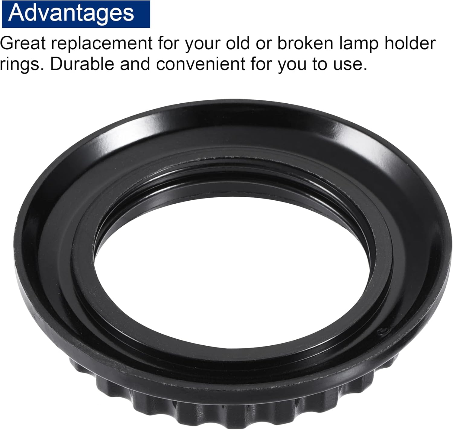 Light Socket Rings Adapter Replacement for 34mm E26/E27 Lamp Holder Black Pack of 4