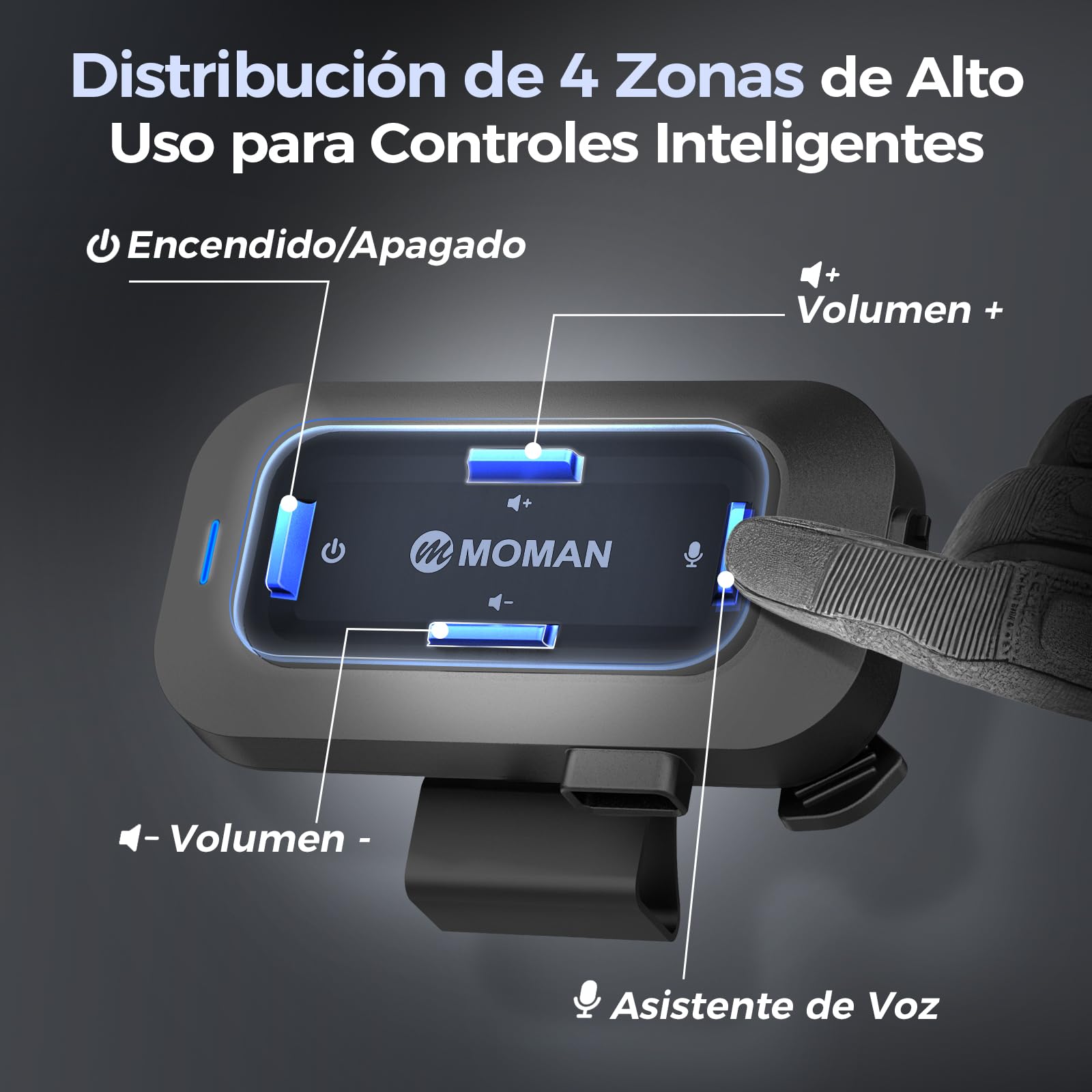 Moman RSC Auriculares Casco Moto, Manos Libres Moto Asistente de Voz Auriculares Inalámbricos HiFi Estéreo Micrófonos Duales Reducción de Ruido 1000mAh/IPX6 Impermeable/Botón Apto para Guantes