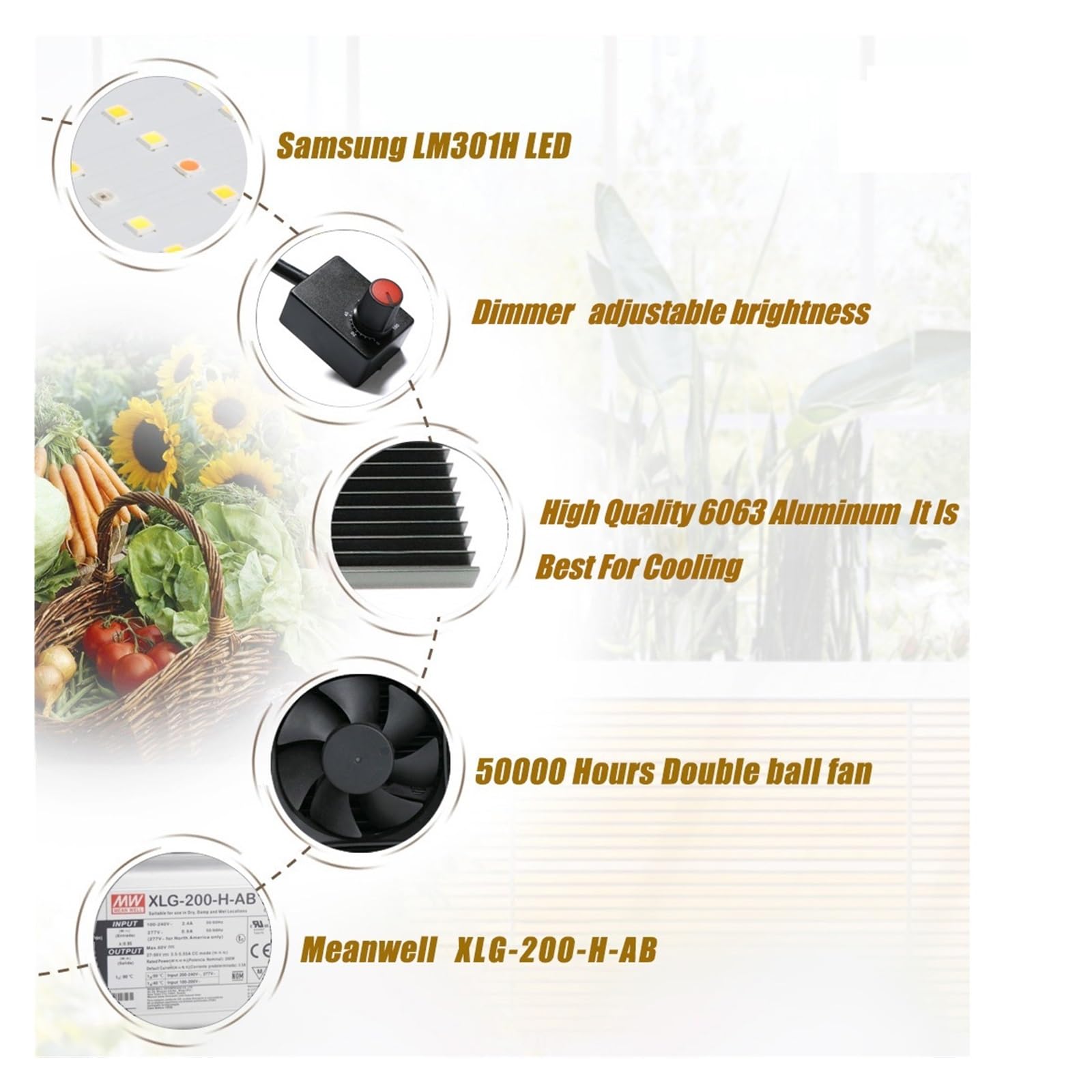 Lampe de Plante, LM301H 1000W LED quantique élèvent la lumière 200W Lampe Phyto à Spectre Complet for la Croissance hydroponique de Plante de Serre végétale(3KK 660 450UVIR)