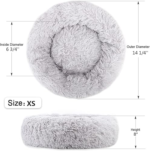 Miniatura 4 de NOYAL cama de dona para perro o gato, suave cojín de felpa, antideslizante lavable a máquina, cama calientita para mascotas, mejora el sueño de los