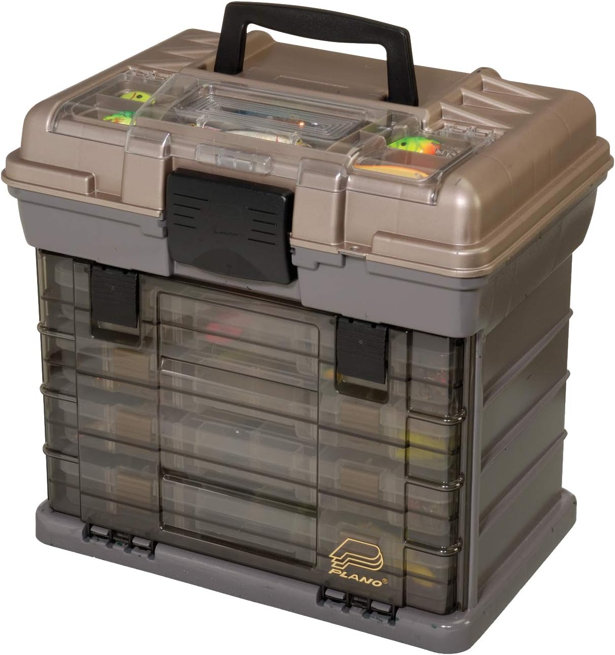 Guide Series StowAway 4-By Rack System Tackle Box, Holds 4 3700 Utility Tackle Boxes, Quick-Access Top Storage with DuraView Lid, Durable Construction, Flexible, Adaptable Fishing Box