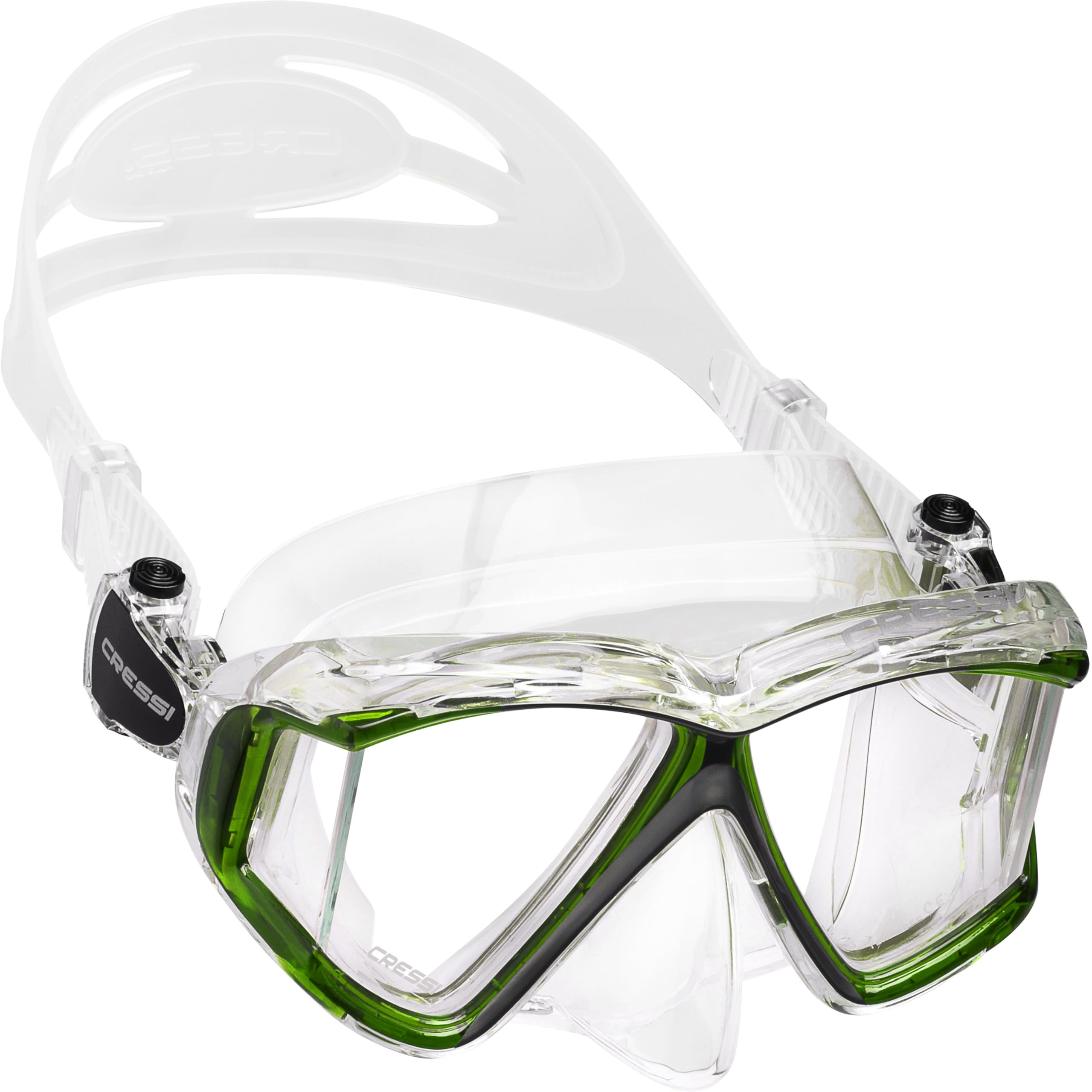 Cressi Panoramic 4 Windows Scuba Dive Mask, with Side View, Lime Green