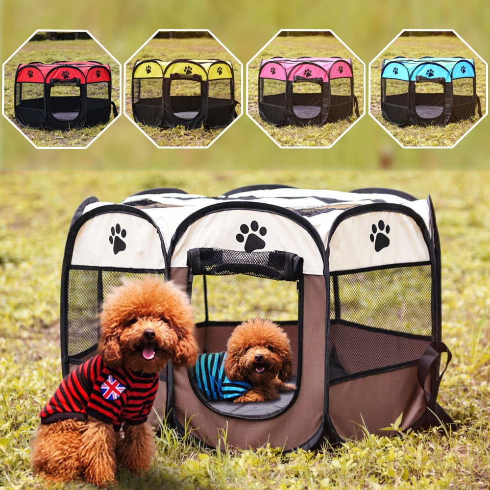 Recinto per Cani da Interno, Pieghevole e Portatile Kennel Cane,Gabbia per Cani,Usare all'Interno e all'Esterno,con Borsa di Trasporto,(Blu,S)
