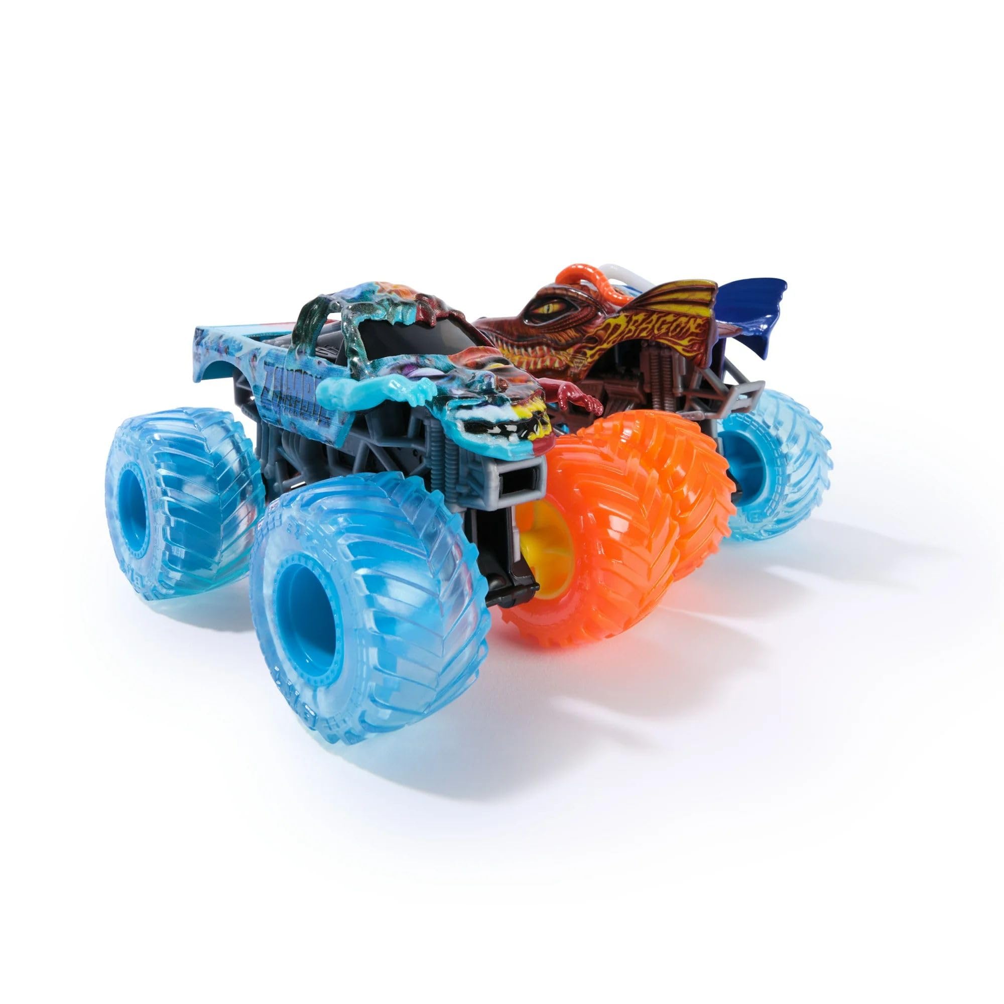 Monster Jam Fire & Ice Split Dragon and Split Zombie scala 1:64 Monster Trucks veicolo pressofuso 2-pack