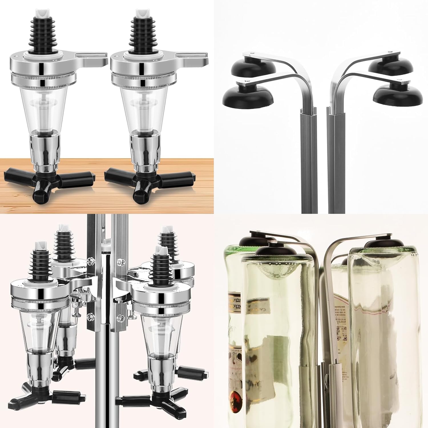 Distributeur de tête de Bouteille 6,Porte-Bouteilles Rotatifs,pour Montage Mural, pour Les Familles, Les Bars, Les Amateurs de Barman, Les Fêtes (Argent)