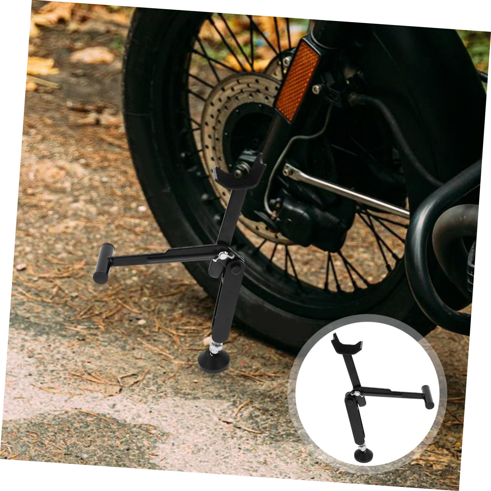 Cavalletto Sollevatore Ruota Moto Nero Metallo Pieghevole