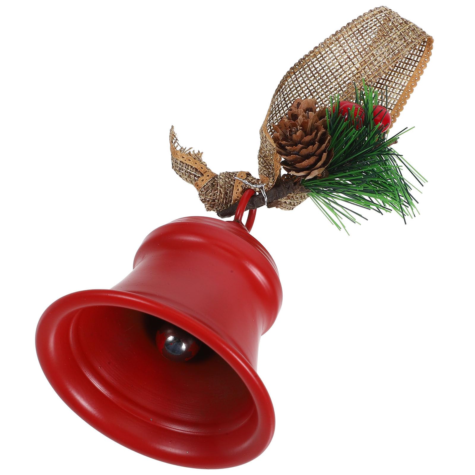 TOYANDONA 4 Piezas Campana Colgante Navideña de Metal Roja, Estilo Rústico