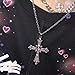 Pink Crystal Cross Pendant Necklace Gothic Punk Indie Cross Zircon Choker for Egirl Eboy Woman