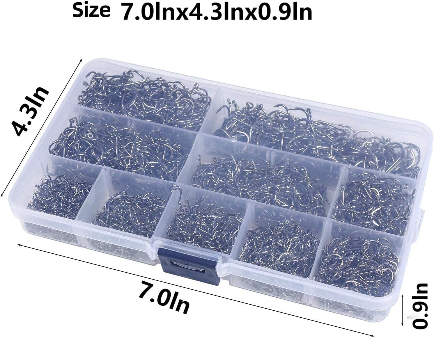 Vodyany 2000pcs Fishing Hooks for Worm,High Carbon Steel Fishing Hook Set for Saltwater and Freshwater,with 10 Sizes Fishing Hooks W/Portable Plastic Box,Fishing Hook with Barb Strong Sharp : Sports & Outdoors