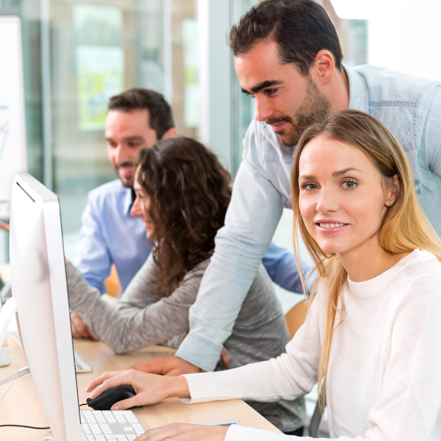 GEMLORD 32 Pcs Wired USB Computer Mouse Bulk Corded Computer Mice Ergonomic Wired Mouse for PC, Desktop, Laptop Computer, Office, School, Home (Black)