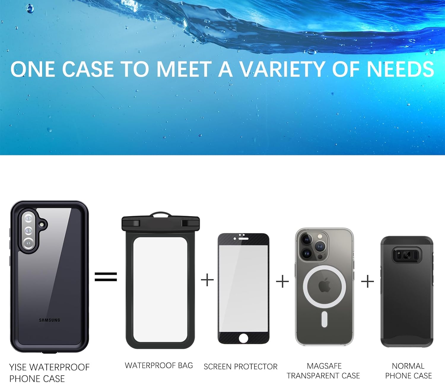 for Samsung Galaxy A37/A36 5G Case, IP68 Waterproof Shockproof Case, [Built-in Screen Protector] Military Dropproof Full Body Heavy Duty Rugged Phone Case for A37/A36 5G - Black/Clear