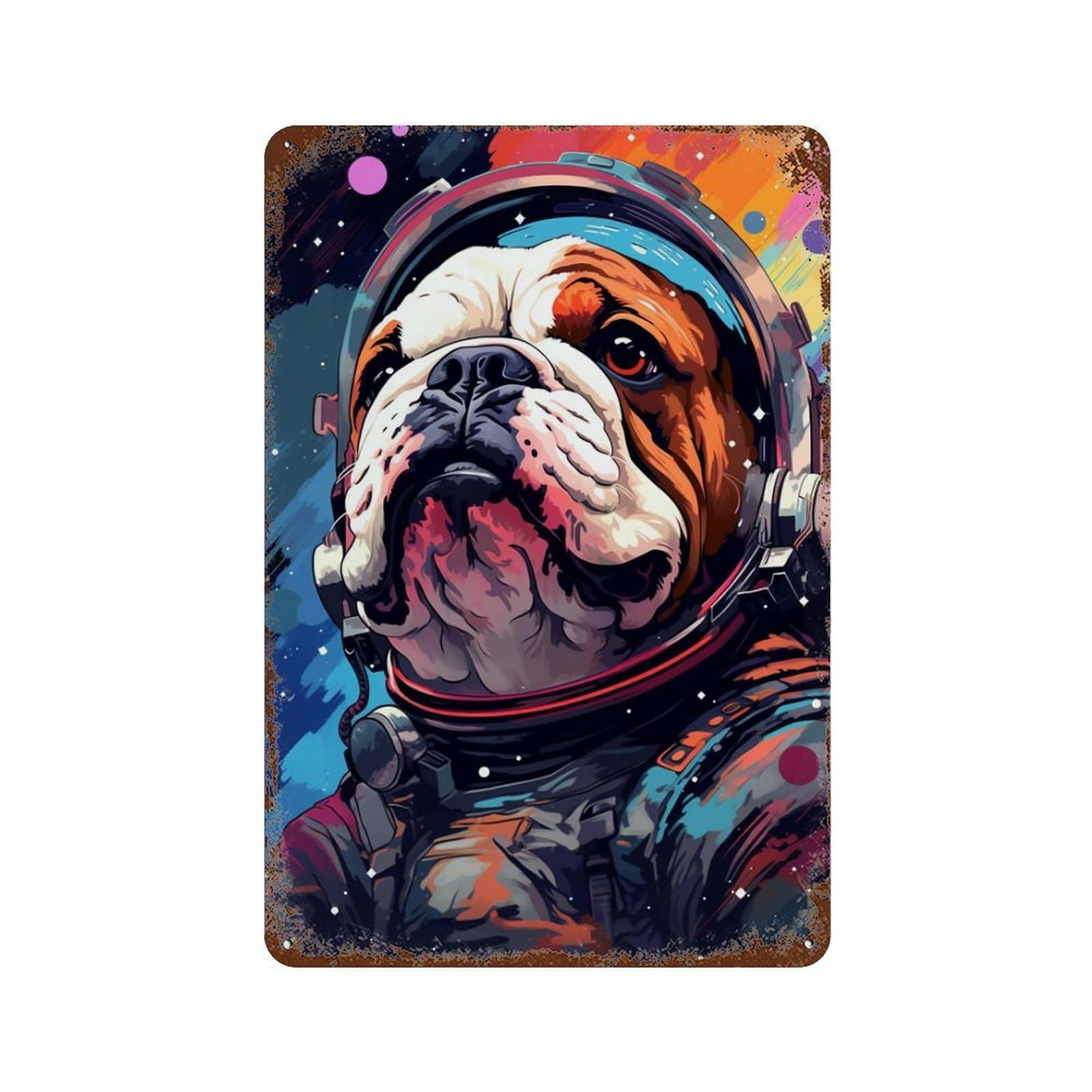 Vintage Rust Metal Sign Space Dog Explorer-28 11.8"x7.9", Old School Wall Decor for Office, Studio And Wall Decor