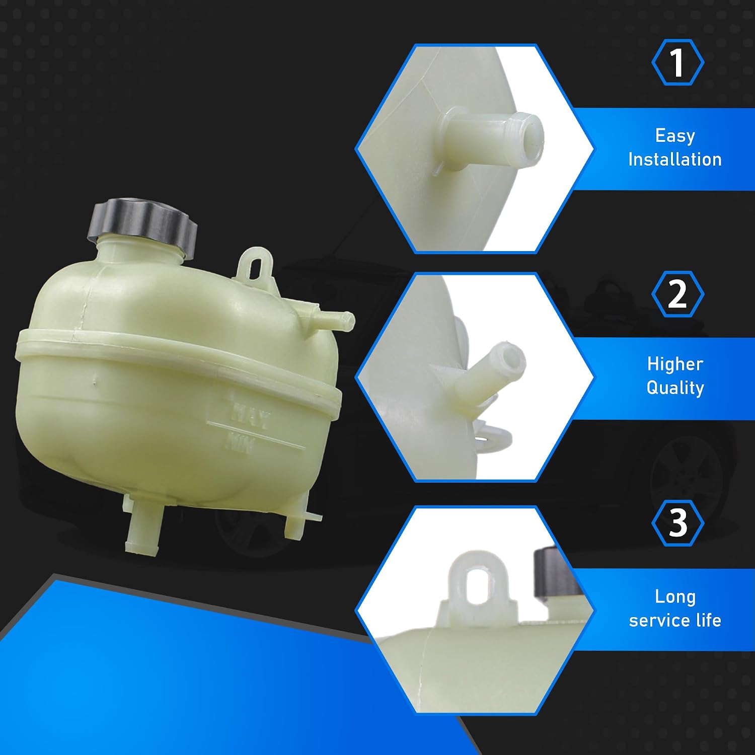 Engine Radiator Coolant Overflow Reservoir Tank With Cap Compatible With 2002-2008 Mini Cooper S (S ONLY and EXCLUDING R56) 1.6L Replaces 17137529273 603-331 17137509072 MC3014100 EPT0016