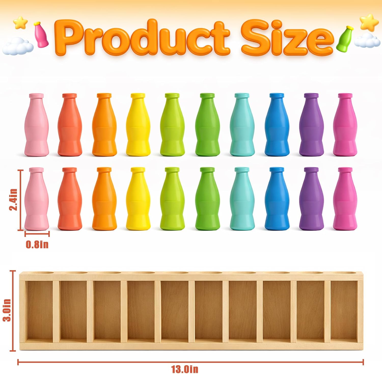Match The Bottle Color Game, Wooden Family Board Game, 2-4 Players, Large | Bottle Flip Challenge Toy for Travel, Camping, Holidays, Birthday Party & Backyard Night Fun Tabletop Accessories