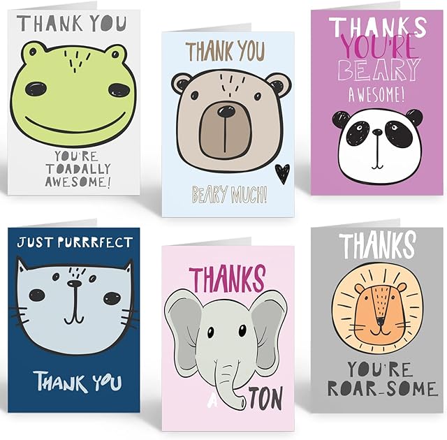 30 Super Cute Animal Pun Thank You Cards Multipack with Envelopes - by Ruby Ashley