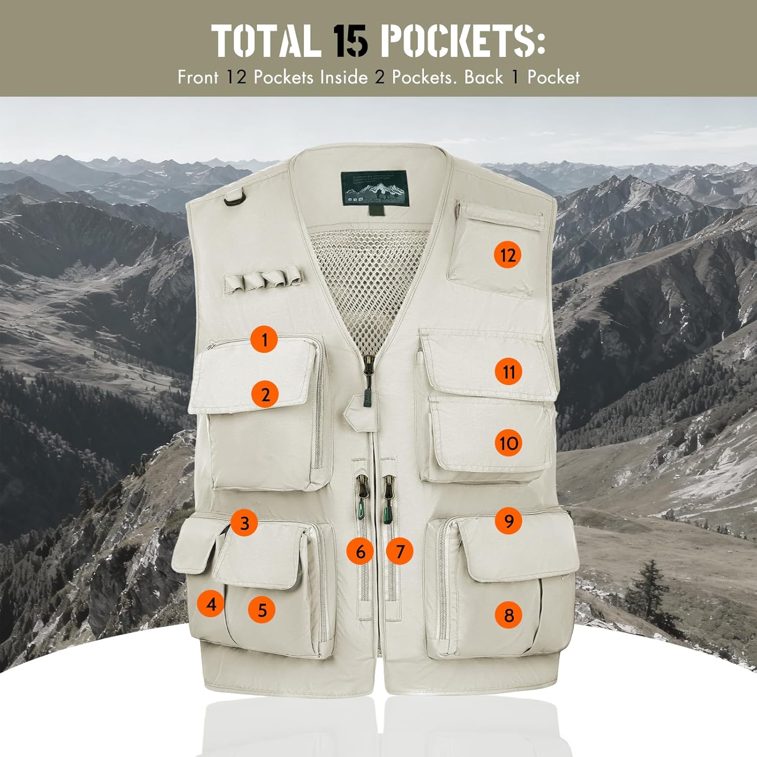 MANLUODANNI Men's Utility Cargo Vest Outdoor Fishing Safari Travel Work Photo Vest with Pockets