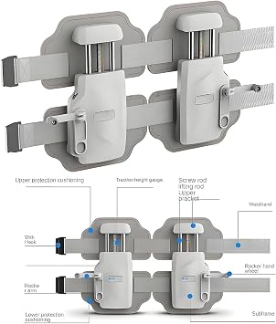 Spinal Decompression Back Stretcher, Adjustable Lumbar Traction Device, 450N Max Decompression Belt for Lower Back Pain Relief & Spinal Support, Bilateral and Unilateral Modes