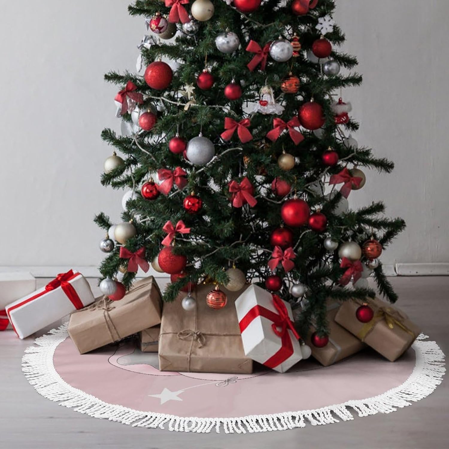 Elephant Printed Christmas Tree Skirt 48 Inch Tree Skirt Christmas Tree Collar Christmas Tree Decorations Winter Xmas Tree Mat