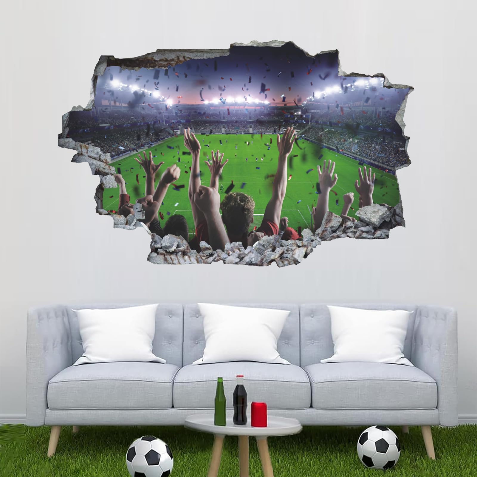 ANHUIB Fußball Wandtattoo 3D Wandsticker Fussball Kinderzimm