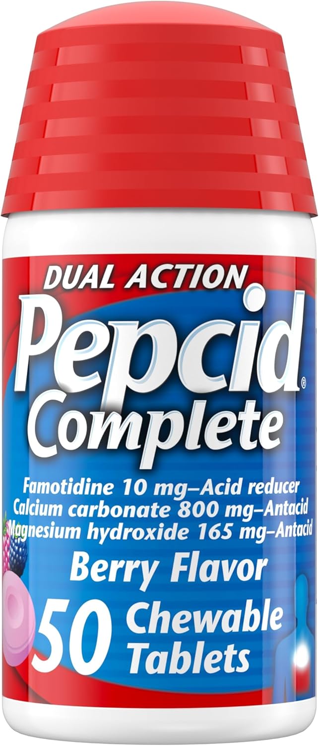 Pepcid Complete Acid Reducer  Antacid Chewable Tablets, Heartburn Relief, Berry, 50 ct Package May Vary