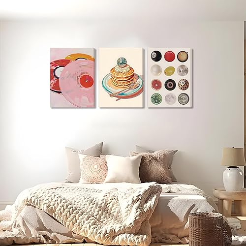 Miniatura 5 de Fashion Lucky - Juego de 3 pinturas artísticas de pared de 8 bolas, pósteres de impresiones en lienzo de bolas de disco funky, registro de música