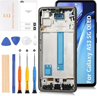LCD Display OLED Galaxy A53 5G Screen with Frame Replacement Touch Screen Digitizer for Samsung Galaxy A53 5G SM-A536U A536U1 A536V 6.5" 2022 OLED Support Fingerprint