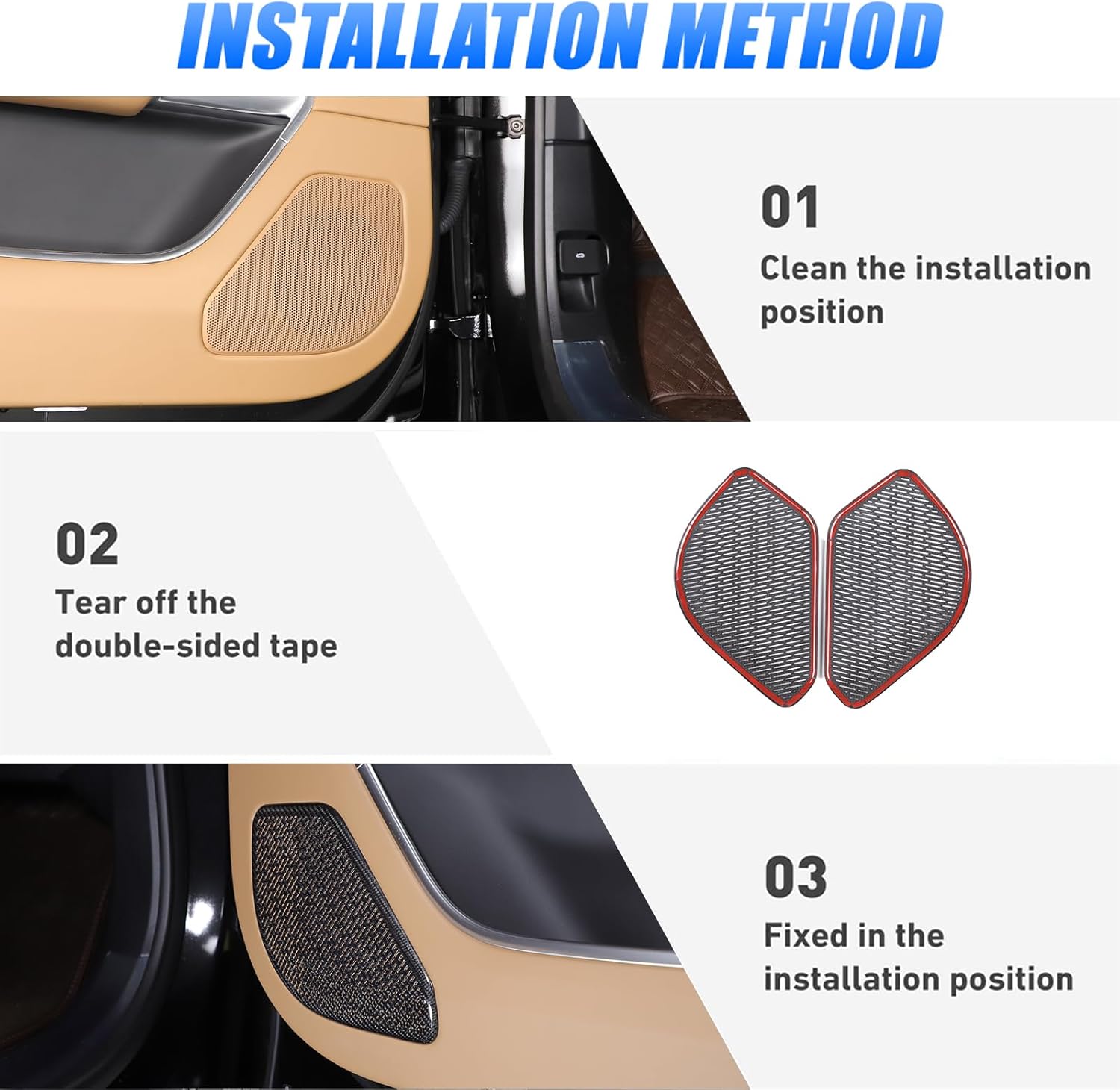 100% Real Carbon Fiber Car Audio Sound Speaker Cover Compatible with Land Rover Range Rover Vogue L460 2023-2024 Car Interior Door Stereo Speaker Cover Trim,Door Loudspeaker Covers Protector
