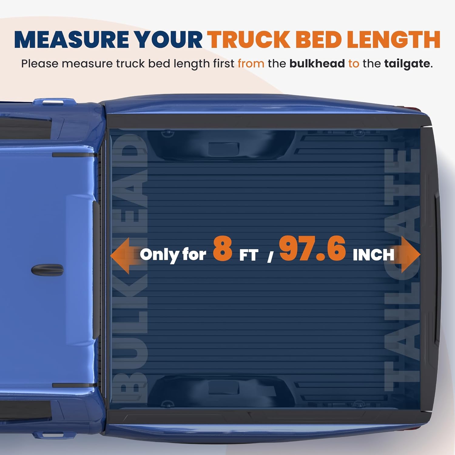 KUIPERAUTO 8 FT Roll-Up Soft Vinyl Truck Bed Tonneau Cover Fleetside Compatible for 2007-2013 Toyota Tundra for Models with The Deckrail System 8FT Roll-Up 2007-2013