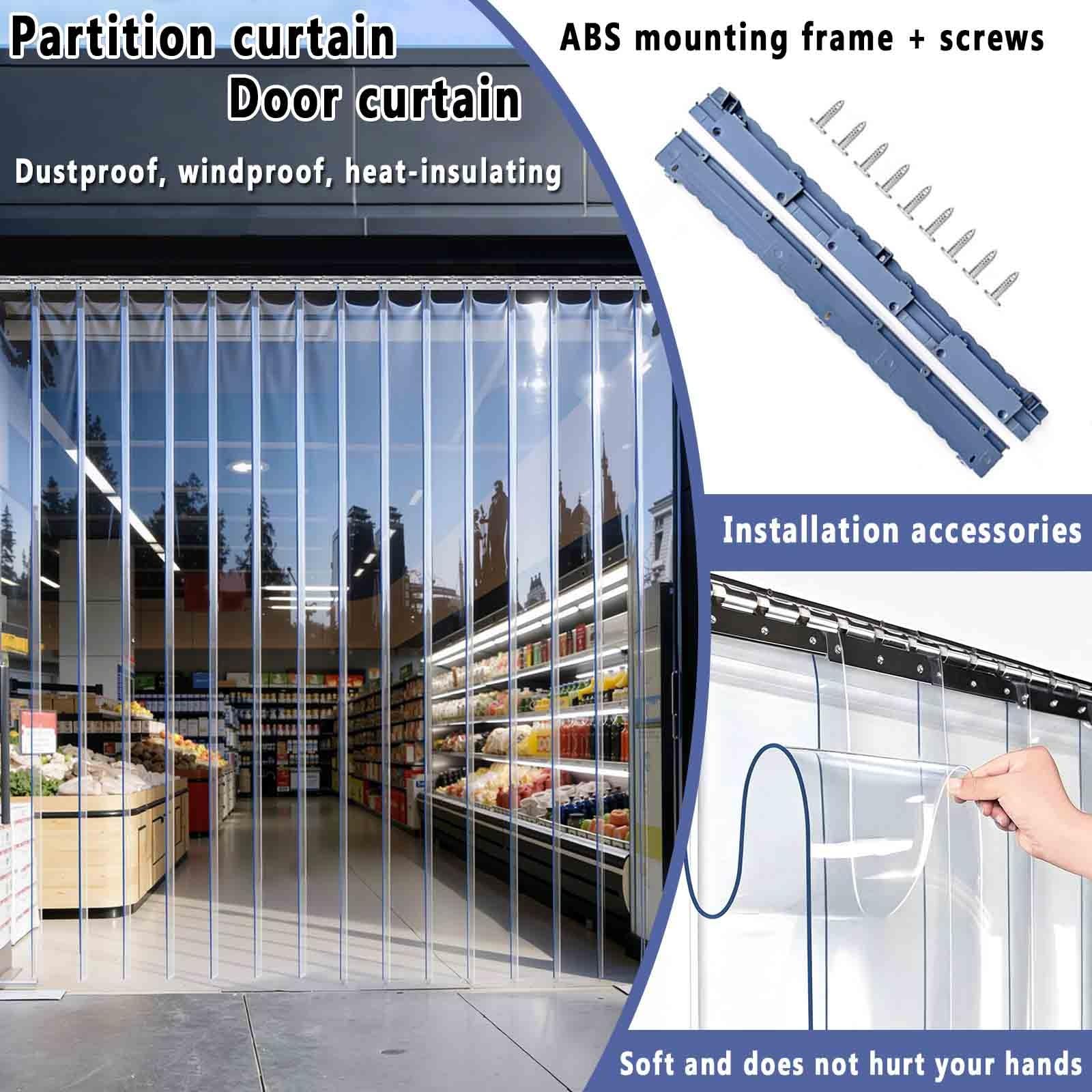 Rideau À Lanière PVCTransparent Rideaux À Lamelles Verticales Plastique Rideau Exterieur Porte Anti Chaleur Rideaux D'extérieur Imperméable(1.6mm,W15cmxH255cm)