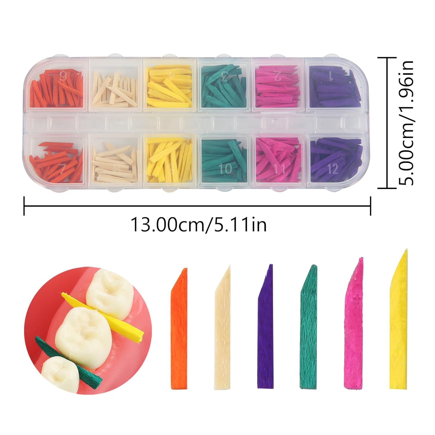 Coloured Wooden Dental Wedges Made of High Density for Dental Restoration and Precision Work in Dental Practices