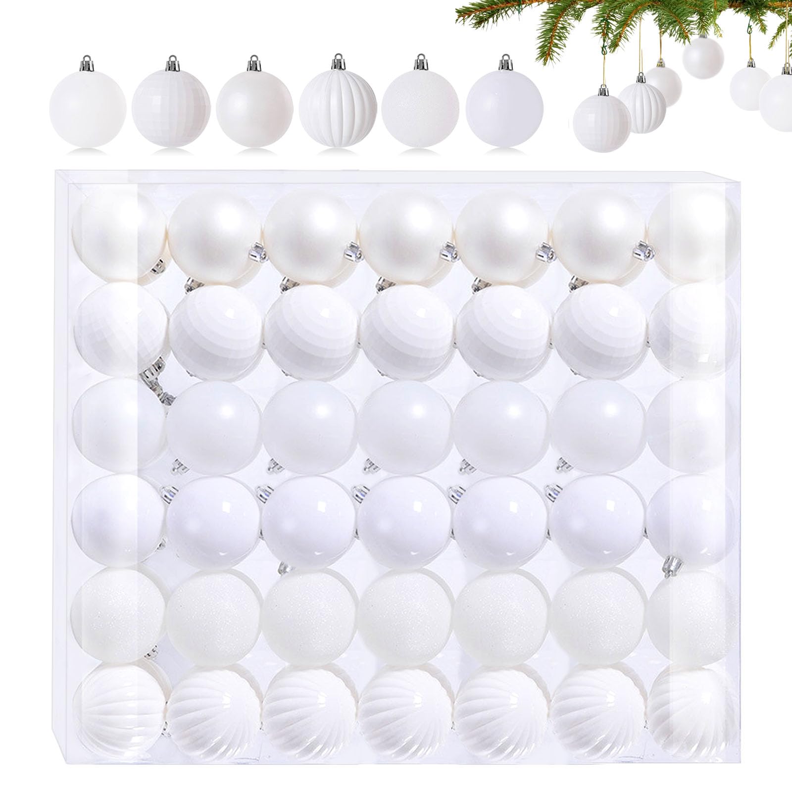 42 Petites Boules de Noël Blanc