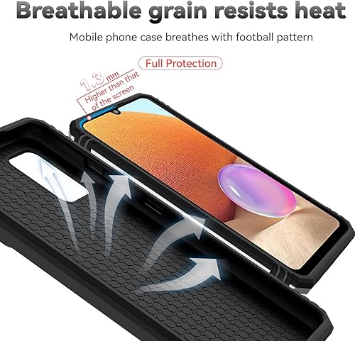 Miniatura 7 de Funda para Galaxy A32 4G, Samsung A32 4G SM-A325F con protector de pantalla de vidrio templado y cubierta de cámara deslizante, soporte de anillo
