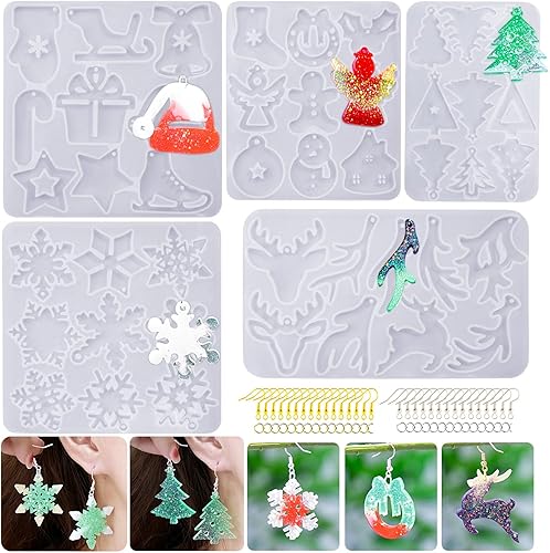 Juego de 232 moldes de silicona de resina para aretes de Halloween con calabaza, murciélago, bruja, telaraña, fantasma, moldes con gancho para