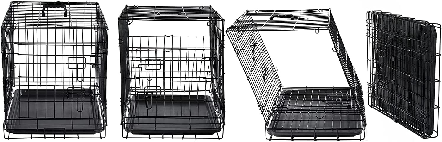 DONORO Dog Crates for Lareg Size Dogs Indoor Double Door Dog Kennels & Houses for Puppy and Cats, Collapsible Metal Contour Dog Cages (Brown, 42.0" L x 28.0" W x 31.0" H)