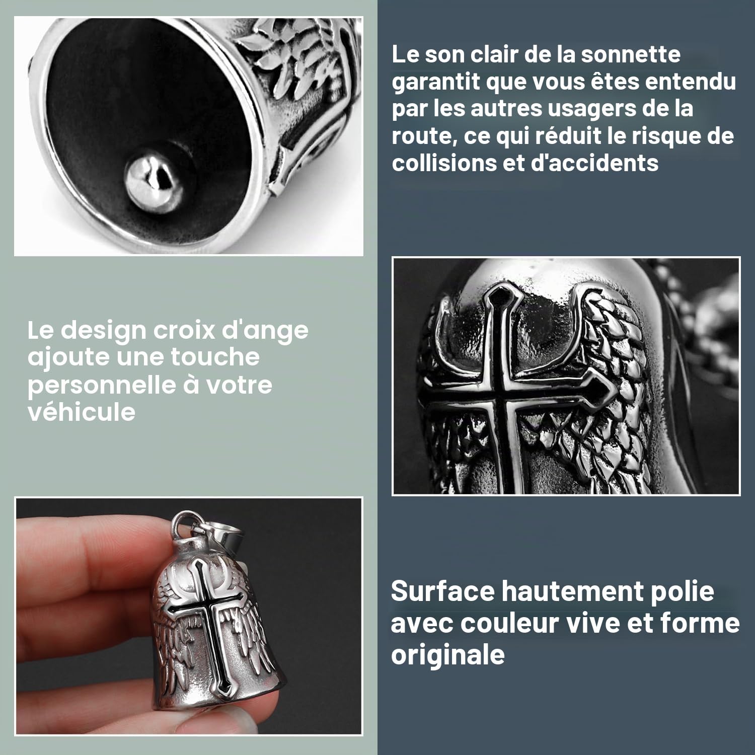 XNZMYN 2 Pièces Fahrradglocke, ölig Guardian Bell Motorrad, Motorrad Glöckchen, Motorrad Glocke Glücksbringer mit Ring Zum Aufhängen, für Segne Den Frieden