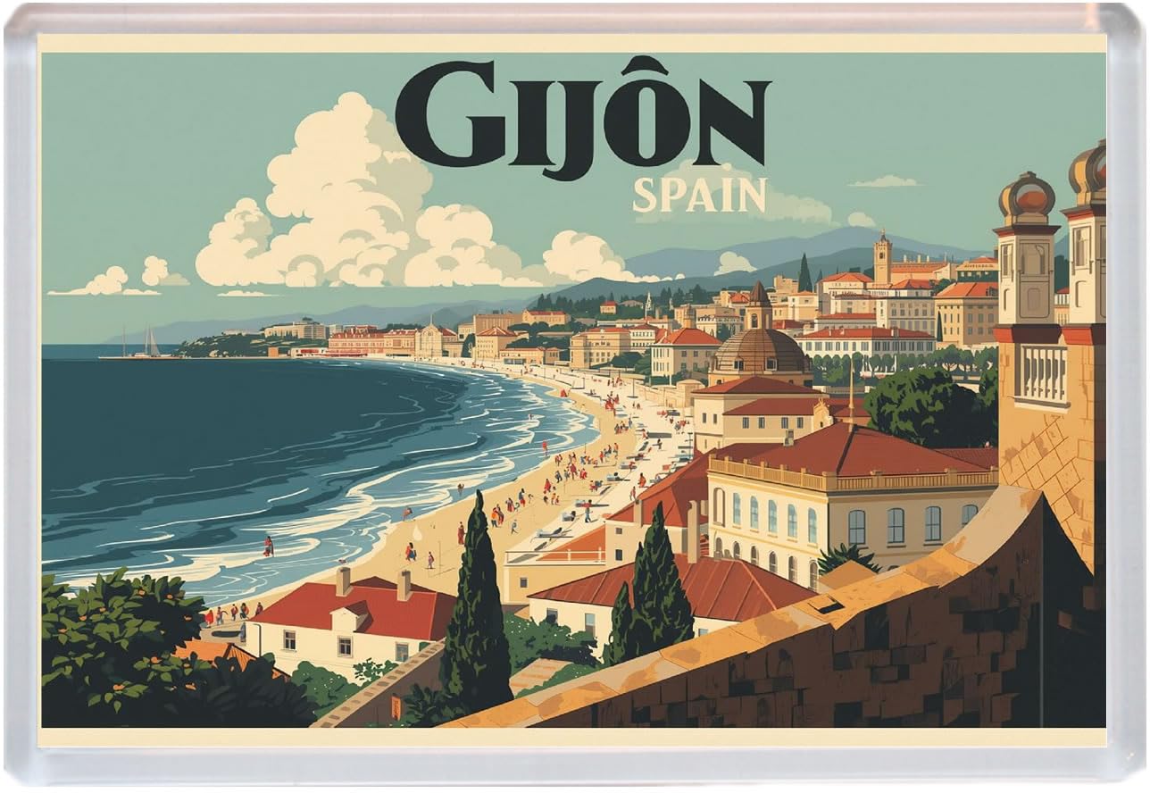 Gijon - Spain - Jumbo Artistic Fridge Magnet 96 x 67mm BBSFHM3009