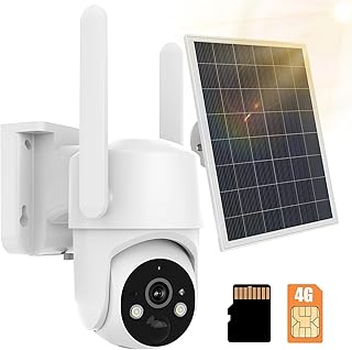 kotsren 4G LTE Outdoor Solar Surveillance Camera with SIM Card Wireless, 2K HD Wireless Camera without WLAN Outdoor Batter…