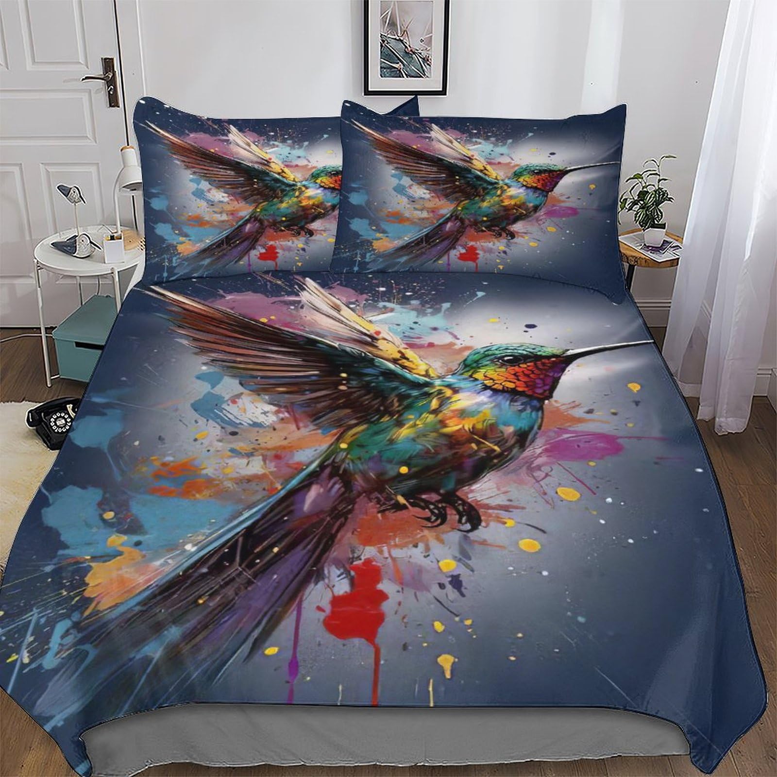 Housse de couette pour enfants Hummingoiseau 3 pièces afin de cocooner dans un lit double douillet