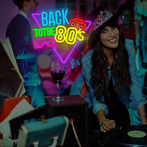 Miniatura 6 de Letrero de neón "Back To The 80's" para decoración de pared, letreros de neón LED para decoración de fiesta, letrero de luz de neón, decoración de