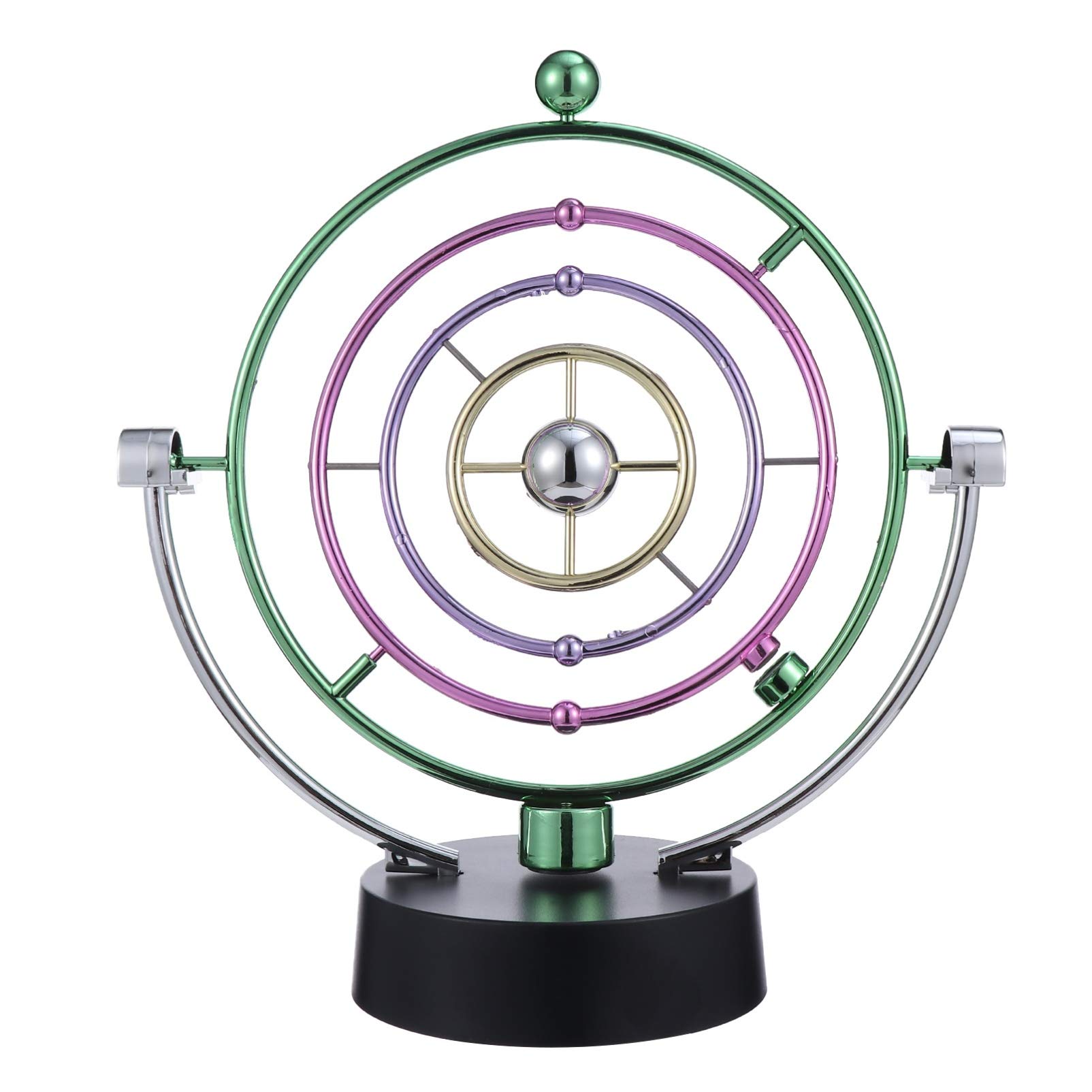 PRETYZOOM Planet Mobile Electronic Swing Ball Desk Perpetual Motion Physical Science Toy Magnetic Art Globe Newton Pendulum for Office Home Ornaments Style 2