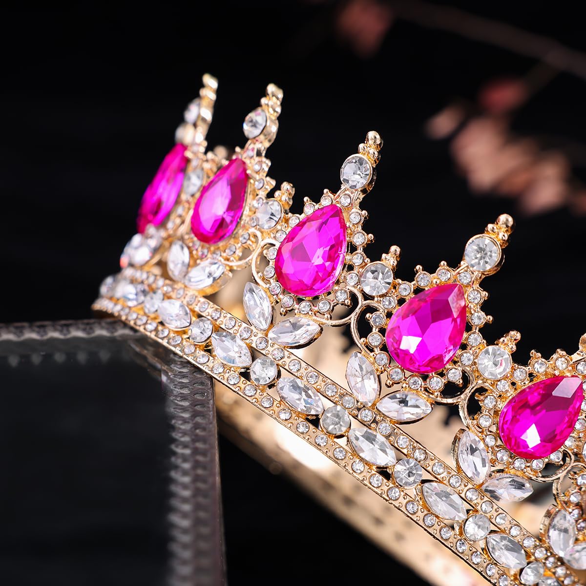 Amazon.com: Feltent Hot Pink Queen Crown for Women Crystal Tiara