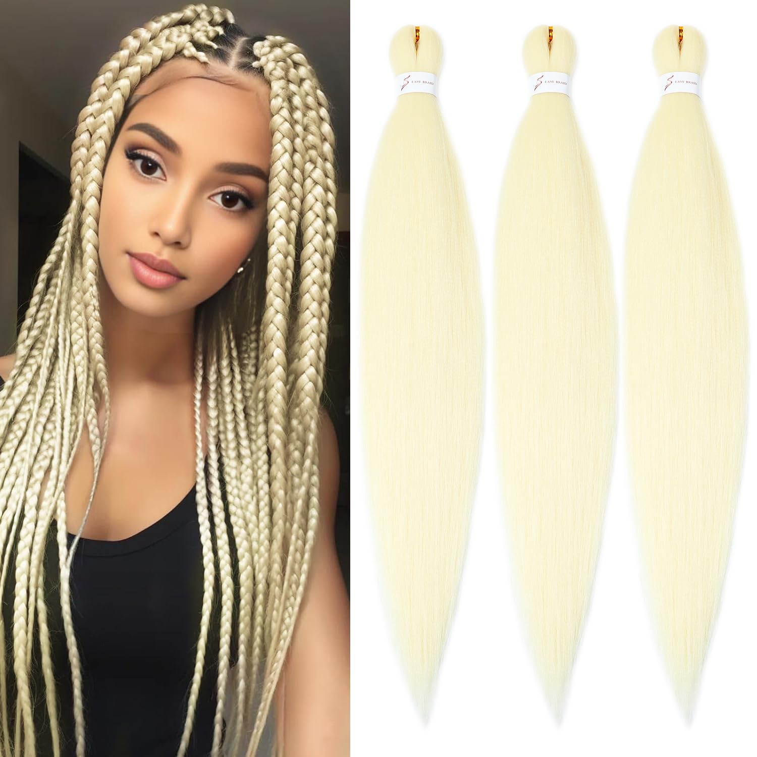 YDDM Capelli Per Treccine Africane Rosa Extension Treccine Texture Yaki Easy Install per Principianti 20 Pollici 3 Pezzi Capelli Leggeri e Naturali per Box Braids, Twist e Crochet — view 69
